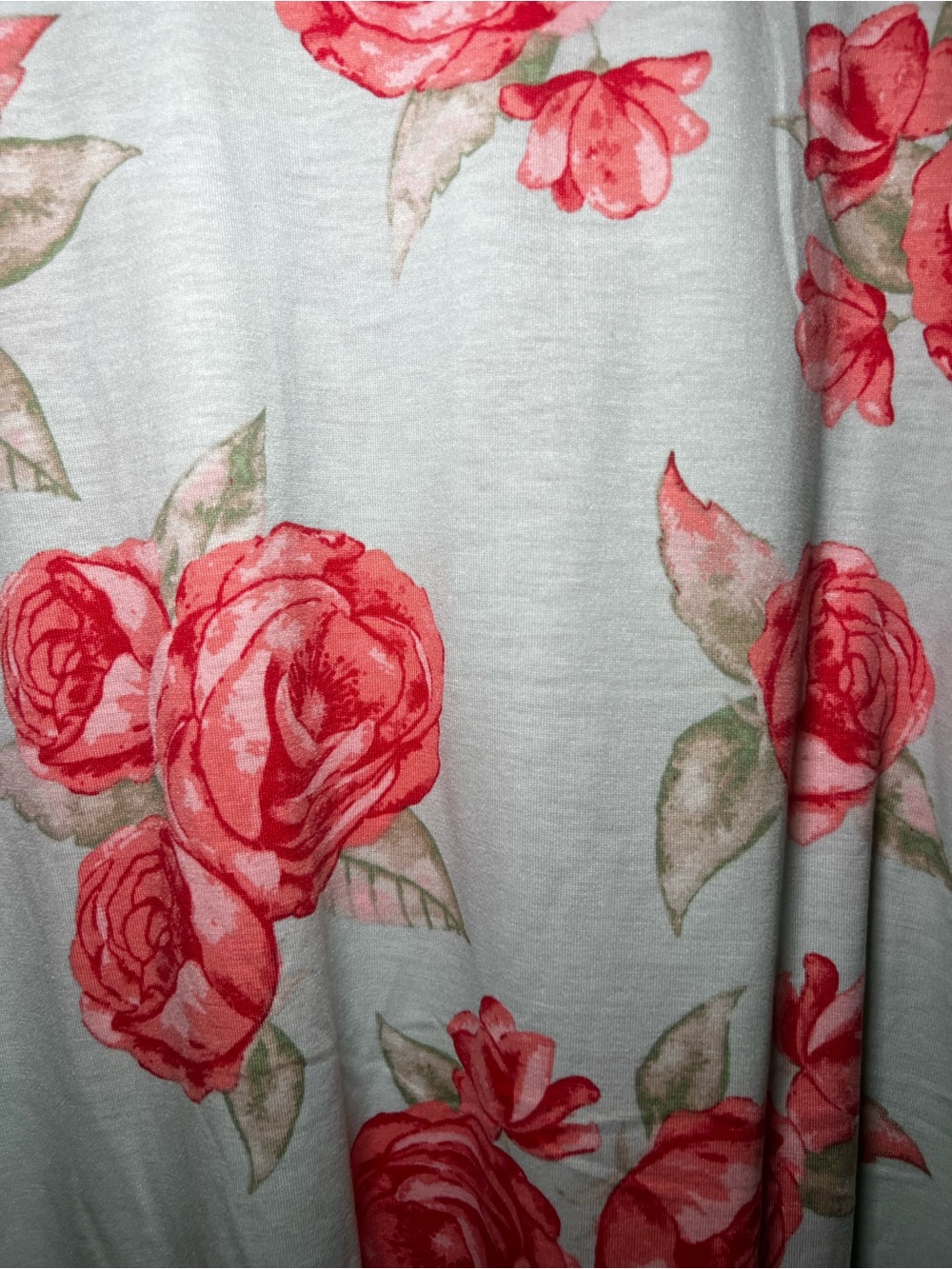 LuLaRoe Light Blue Tee with Pink Rose Print - Picture 2 of 2